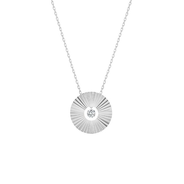 Collier La Brune et La Blonde Lune et Soleil Mini Lune en or blanc et diamant 0,07 carat