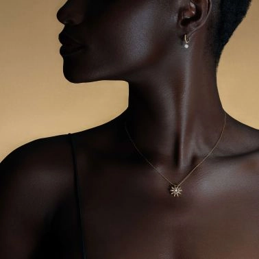 Collier La Brune et La Blonde Lune et Soleil Mini Lune en or jaune et diamant 0,07 carat