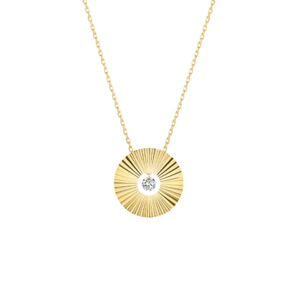 La Brune et La Blonde necklace Moon and Sun Mini Moon in yellow gold and 0.07 carat diamonds