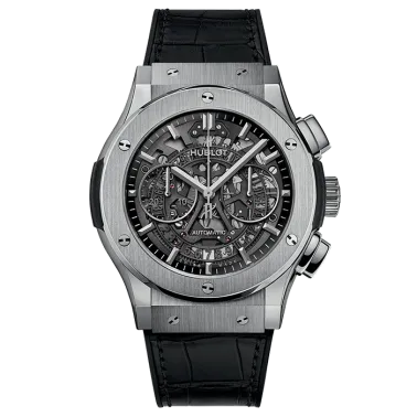 Montre Hublot Classic Fusion Aerofusion Titanium bracelet caoutchouc et cuir 45 mm 525.NX.0170.LR