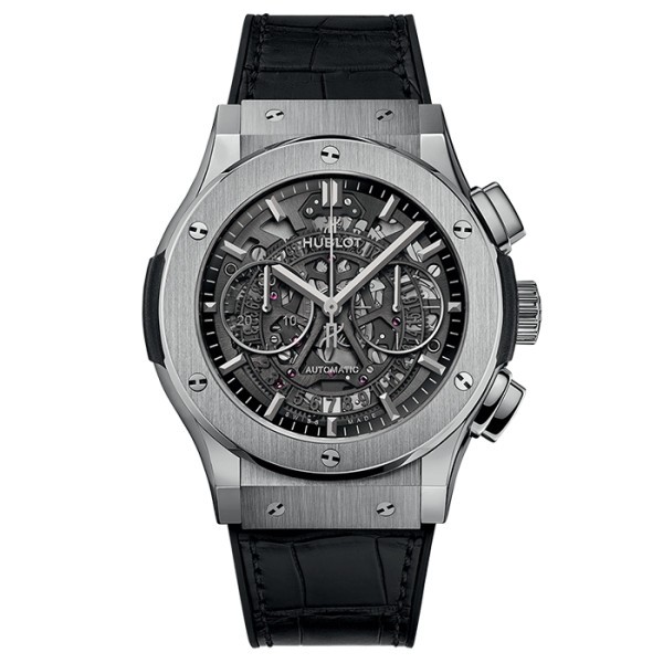 Montre Hublot Classic Fusion Aerofusion Titanium bracelet caoutchouc et cuir 45 mm 525.NX.0170.LR