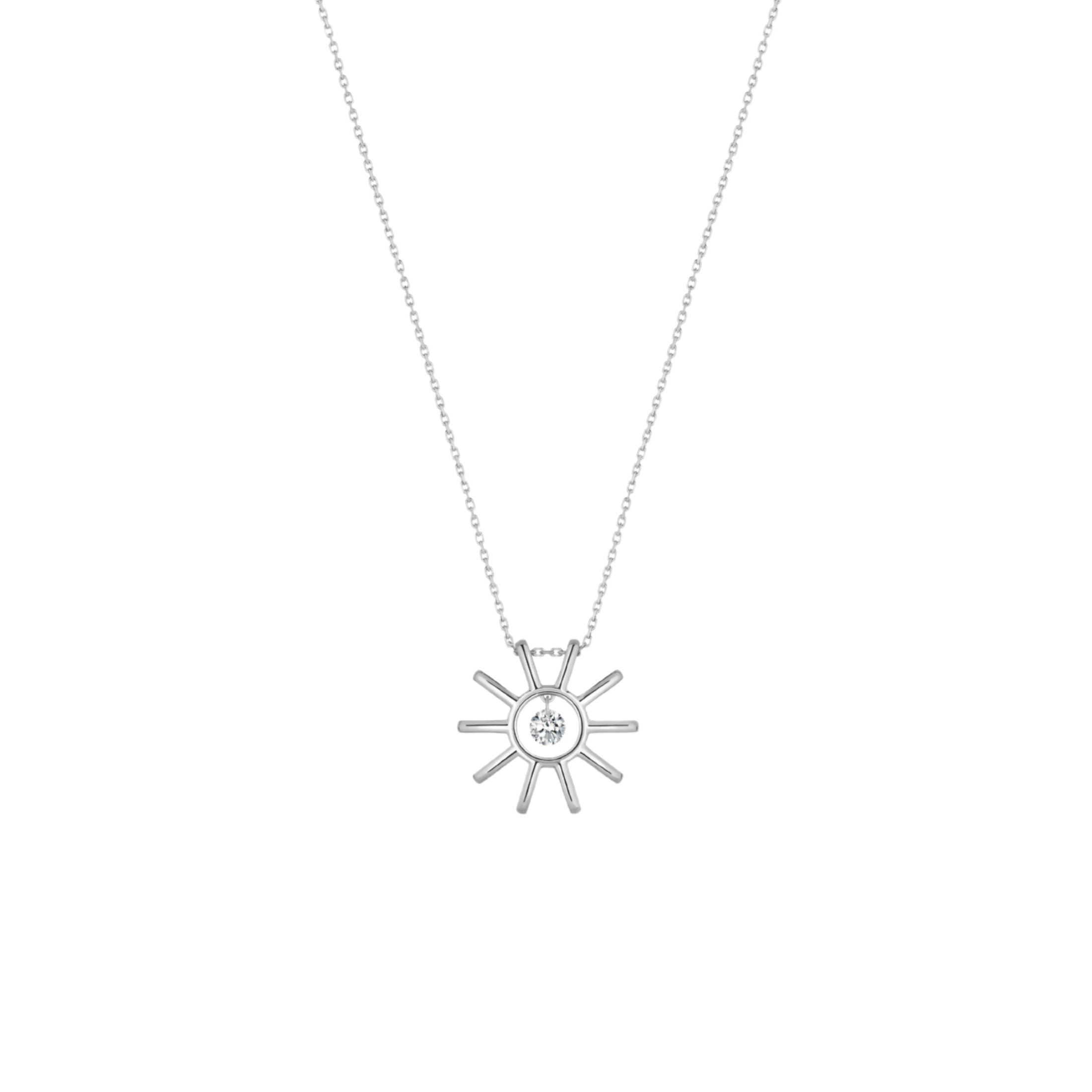 Collier La Brune et La Blonde Lune et Soleil Plein Soleil en or blanc et diamant 0,15 carat