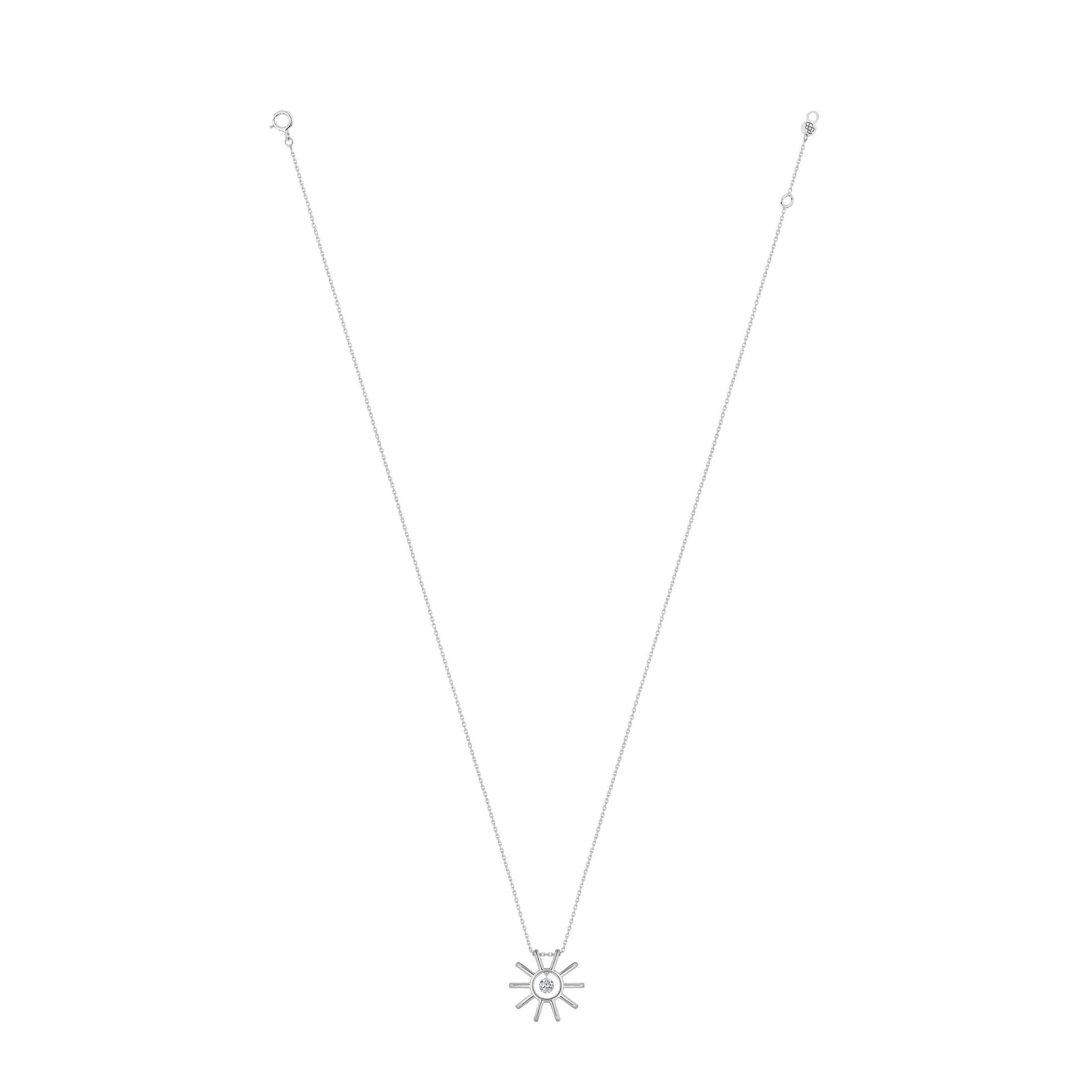 Collier La Brune et La Blonde Lune et Soleil Plein Soleil en or blanc et diamant 0,15 carat