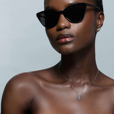 Collier La Brune et La Blonde Lune et Soleil Plein Soleil en or blanc et diamant 0,15 carat