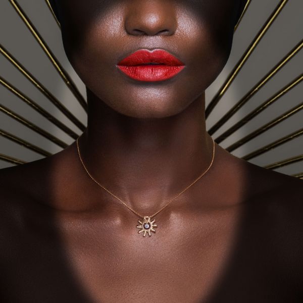 Collier La Brune et La Blonde Lune et Soleil Plein Soleil en or jaune et diamant 0,15 carat