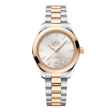 Montre Omega Seamaster Aqua Terra 150m automatique cadran argenté bracelet acier et or Moonshine 30 mm