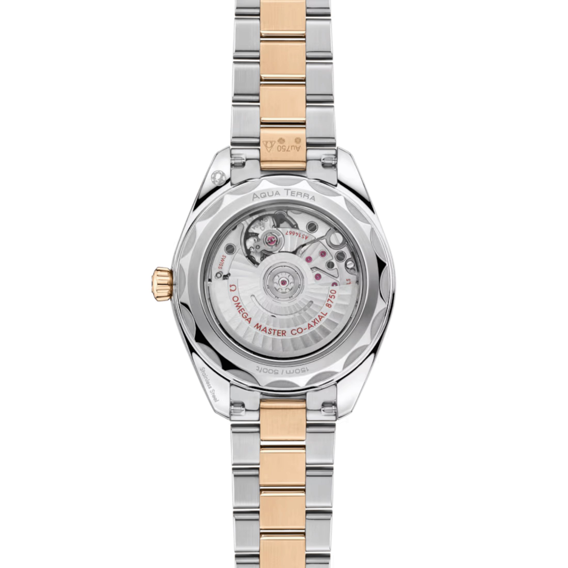 Montre Omega Seamaster Aqua Terra 150m automatique cadran argenté bracelet acier et or Moonshine 30 mm