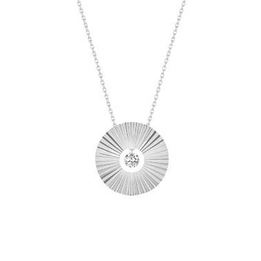 Collier La Brune et La Blonde Lune et Soleil Pleine Lune en or blanc et diamant 0,15 carat