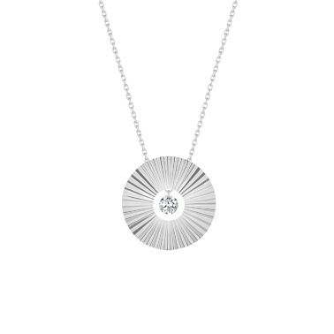 Collier La Brune et La Blonde Lune et Soleil Pleine Lune en or blanc et diamant 0,15 carat