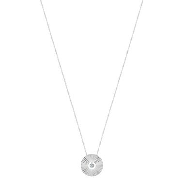 Collier La Brune et La Blonde Lune et Soleil Pleine Lune en or blanc et diamant 0,15 carat