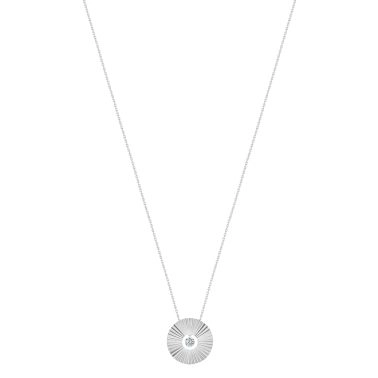 Collier La Brune et La Blonde Lune et Soleil Pleine Lune en or blanc et diamant 0,15 carat