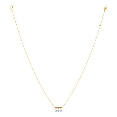Collier La Brune et La Blonde Pampilles en or jaune 3 diamants taille brillant 0,60 carat - Full