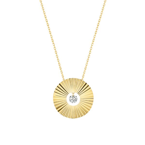 Collier La Brune et La Blonde Lune et Soleil Pleine Lune en or jaune et diamant 0,15 carat