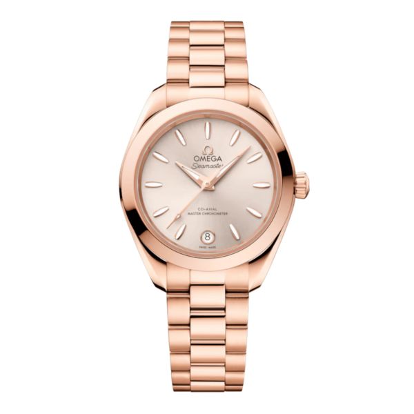 Omega Seamaster Aqua Terra 150m automatic linen dial Sedna gold bracelet 30 mm