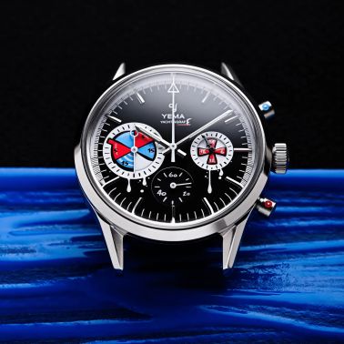 Montre Yema x seconde/seconde/ Yachtingraff Meca-Quartz cadran noir bracelet tropic 38,5 mm