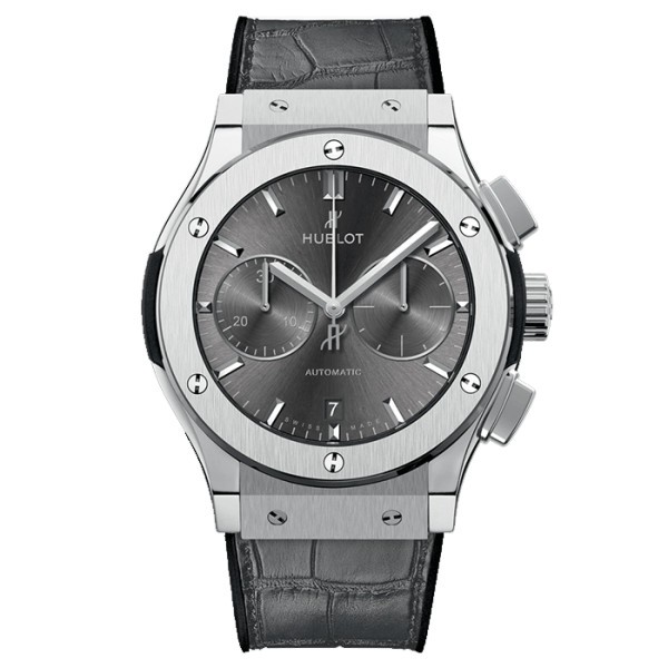 Montre Hublot Classic Fusion Racing Grey Chronograph Titanium bracelet cuir et caoutchouc gris 45 mm