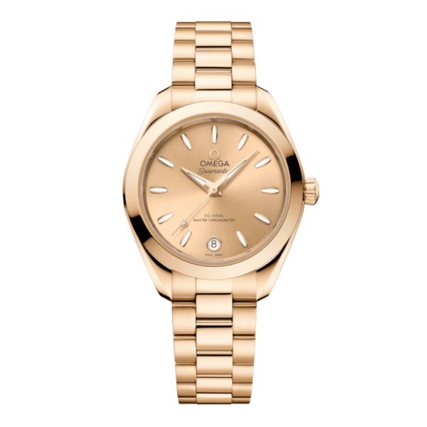 Omega Seamaster Aqua Terra 150m automatic golden dial Moonshine gold bracelet 30 mm