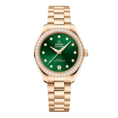 Montre Omega Seamaster Aqua Terra 150m automatique cadran vert bracelet or Moonshine 30 mm