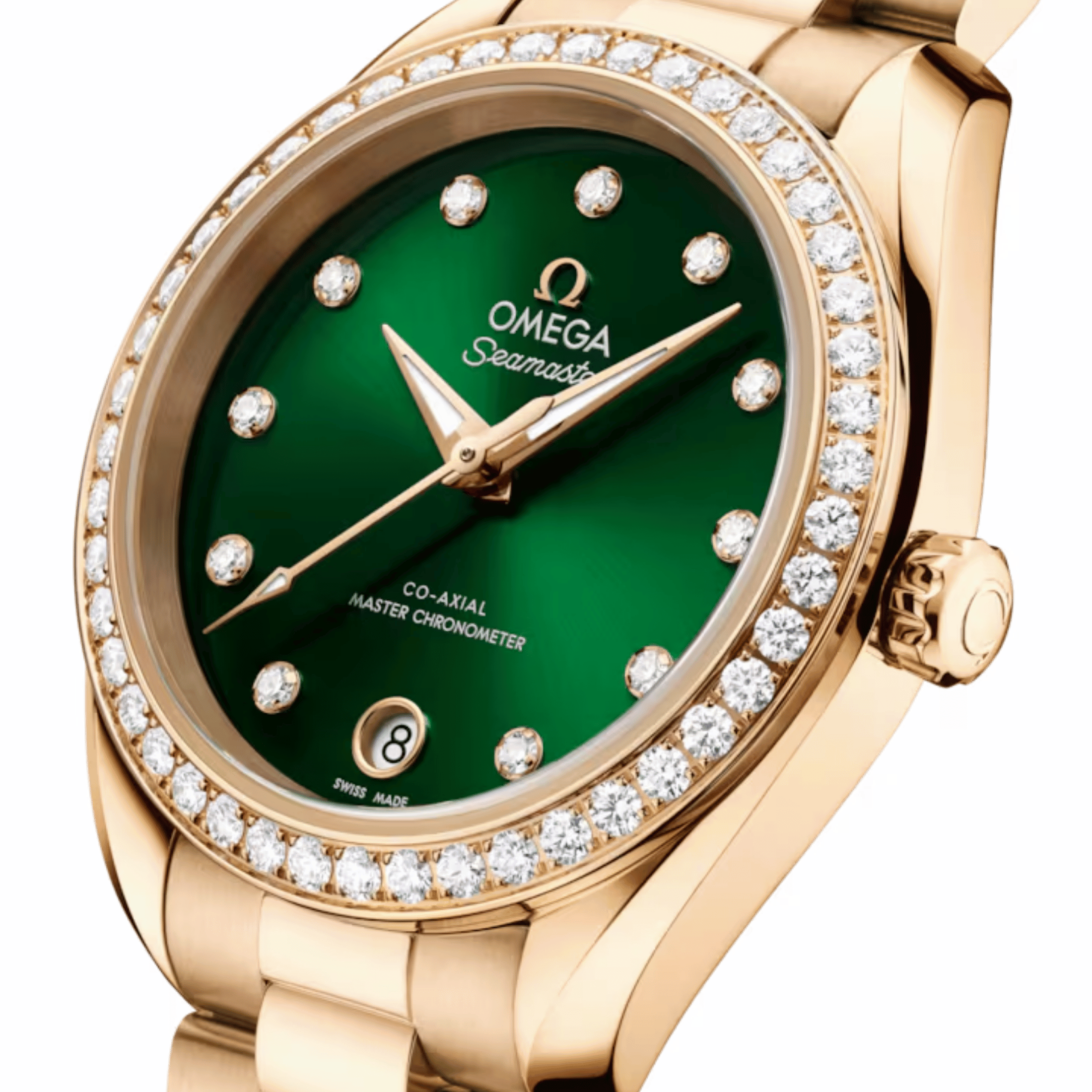 Montre Omega Seamaster Aqua Terra 150m automatique cadran vert bracelet or Moonshine 30 mm