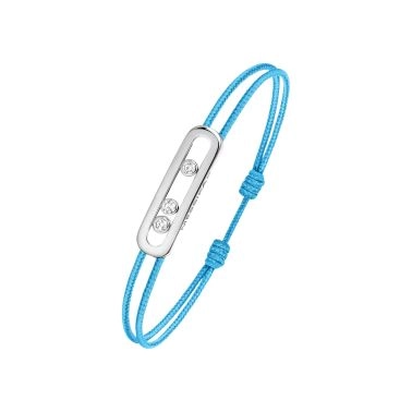 Bracelet Messika Care(s) femme Cordon bleu en or blanc et diamants