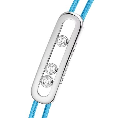 Bracelet Messika Care(s) femme Cordon bleu en or blanc et diamants