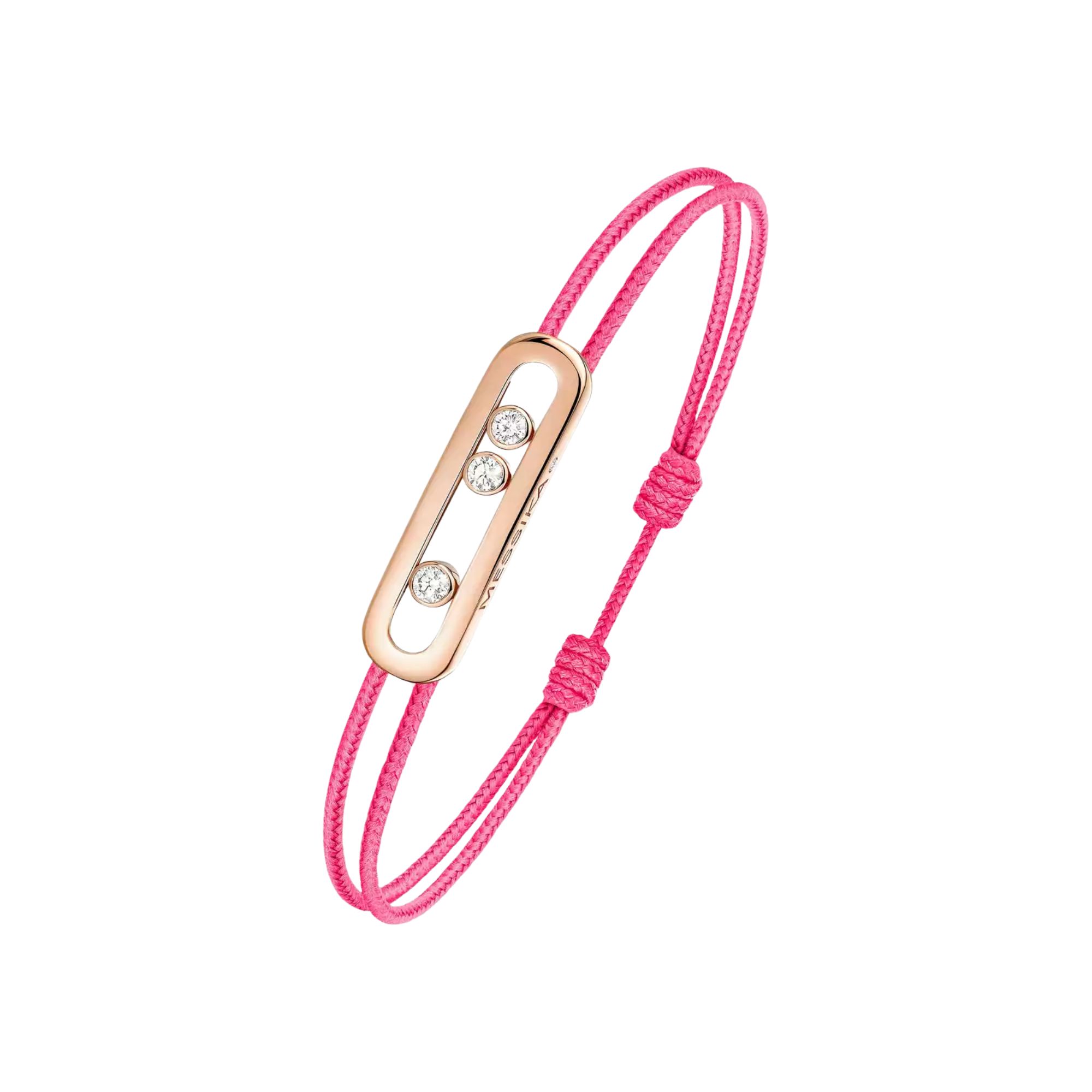 Messika Care(s) women's bracelet Pink cord in rose gold and diamonds