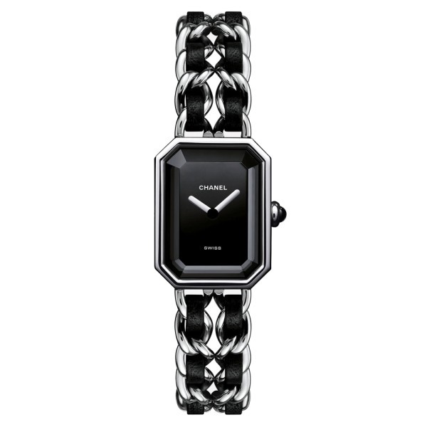 Montre Chanel Première Rock cadran laqué noir bracelet acier et cuir noir