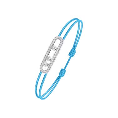 Bracelet Messika Care(s) femme Pavé Cordon bleu en or blanc et diamants