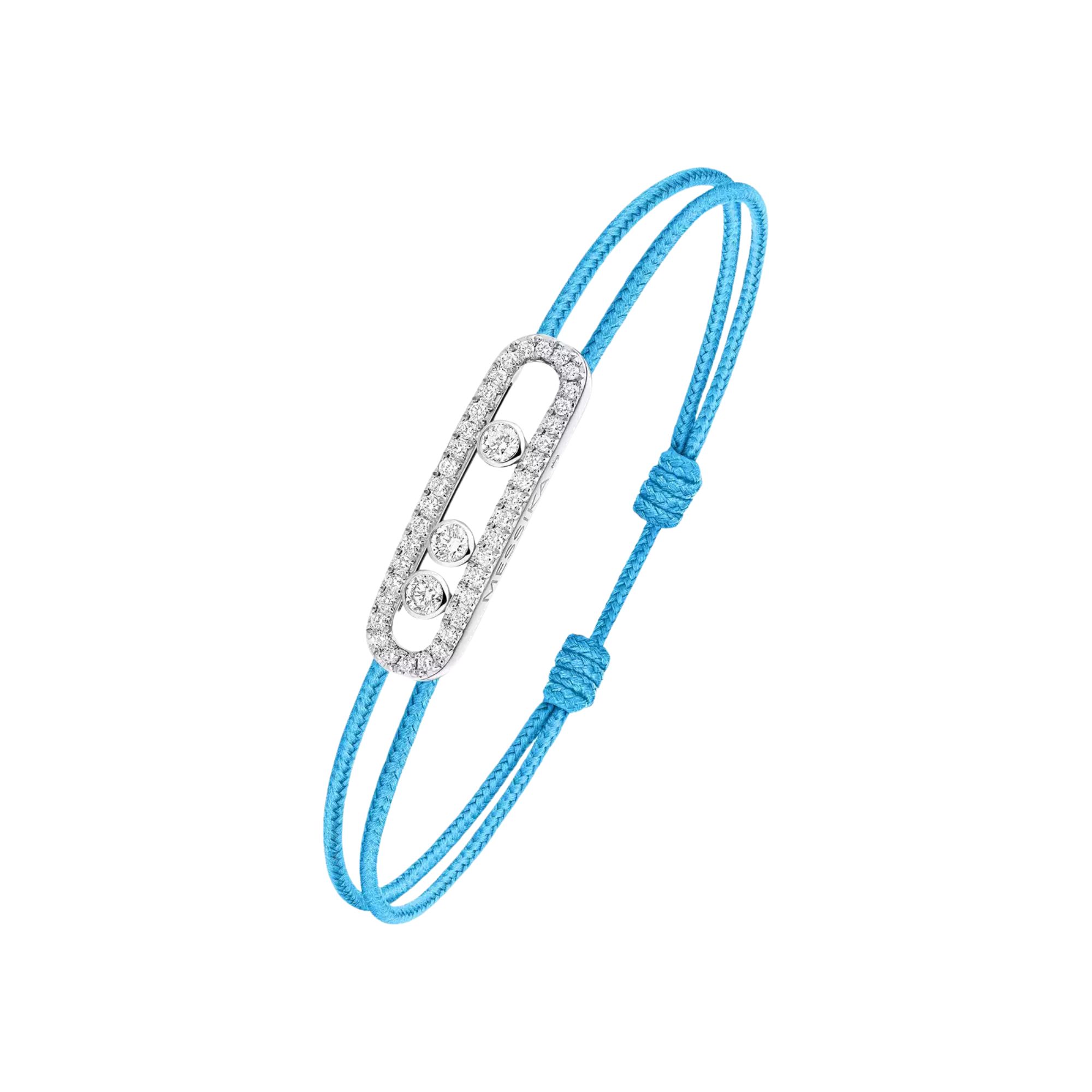 Bracelet Messika Care(s) femme Pavé Cordon bleu en or blanc et diamants