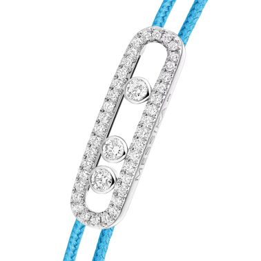 Messika Care(s) women's Paved bracelet Blue cord in white gold and diamonds