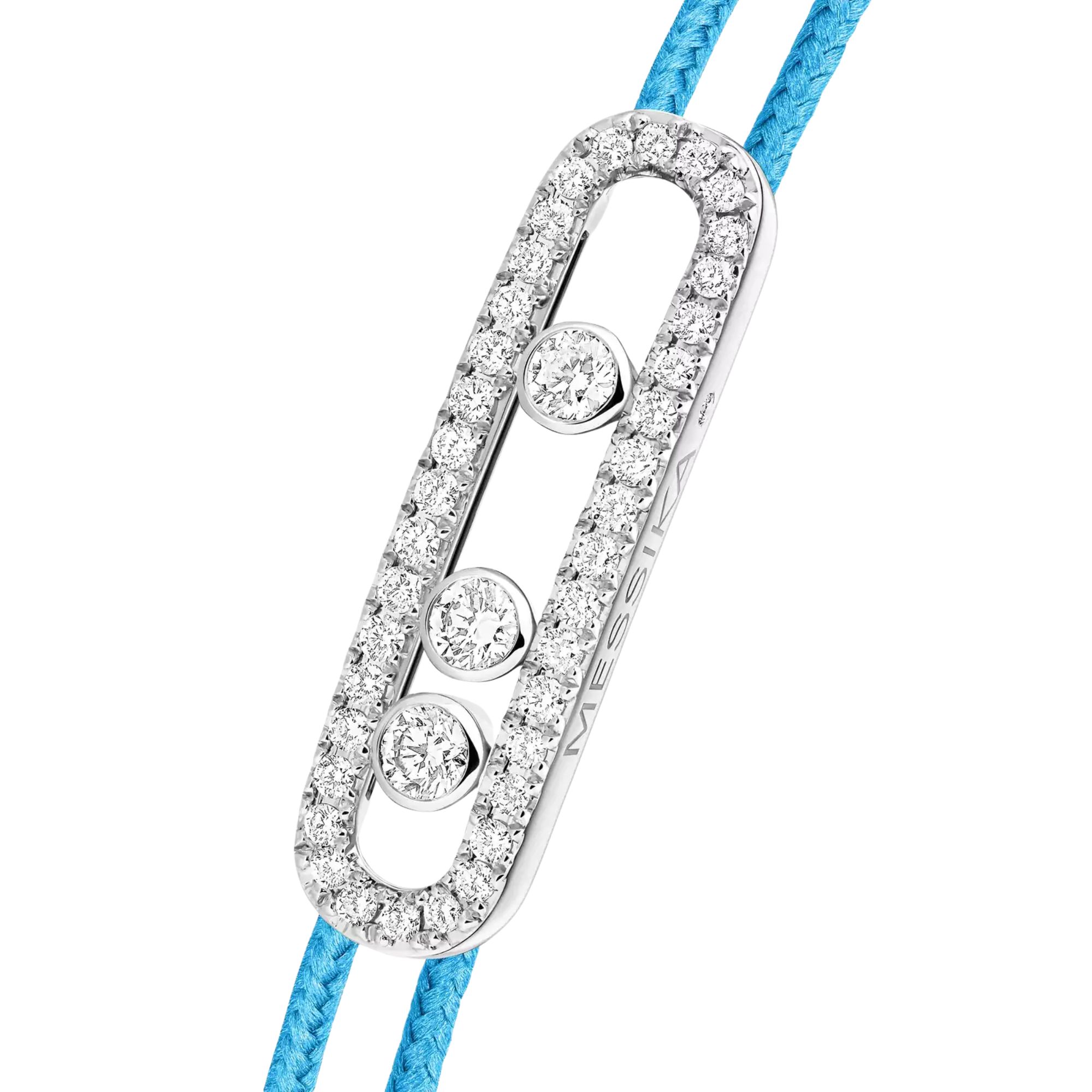Bracelet Messika Care(s) femme Pavé Cordon bleu en or blanc et diamants