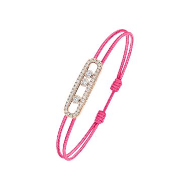 Messika Care(s) women's bracelet Pavé Pink cord in rose gold and diamonds