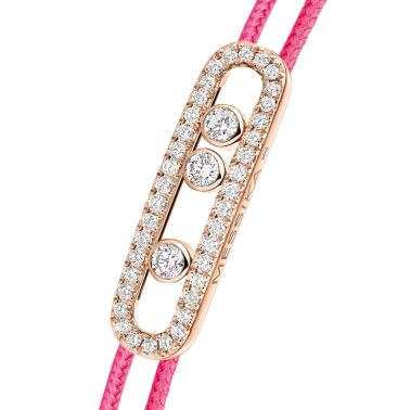 Bracelet Messika Care(s) femme Pavé Cordon rose en or rose et diamants