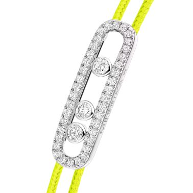 Bracelet Messika Care(s) femme Pavé Cordon jaune en or blanc et diamants