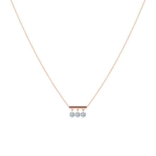Collier La Brune et La Blonde Pampilles en or rose 3 diamants taille brillant 0,60 carat - Soldat
