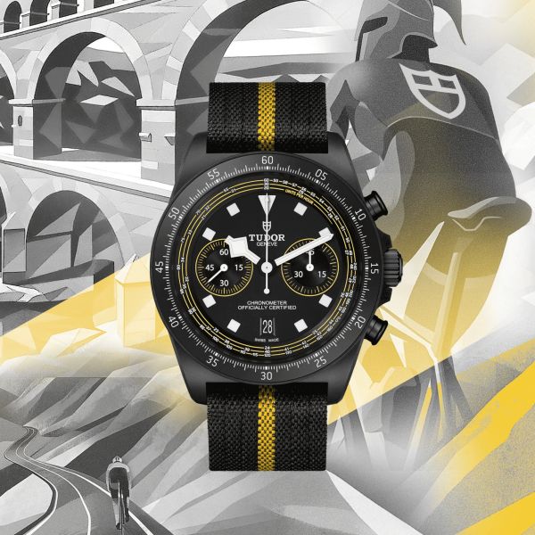 Montre Tudor Pelagos FXD Chrono "Yellow" automatique cadran noir bracelet tissu noir 43 mm