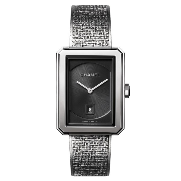 Montre Chanel Boy-Friend tweed cadran noir acier moyen modèle