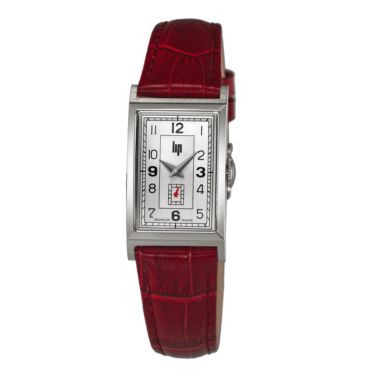 Lip Churchill T18 Small Seconds quartz watch silver dial red leather strap 39 x 21 mm
