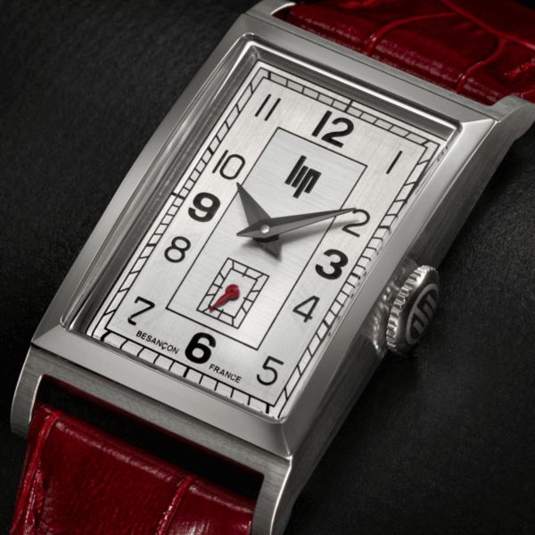 Lip Churchill T18 Small Seconds quartz watch silver dial red leather strap 39 x 21 mm