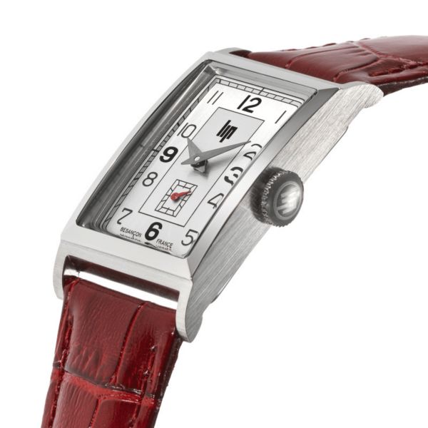 Lip Churchill T18 Small Seconds quartz watch silver dial red leather strap 39 x 21 mm