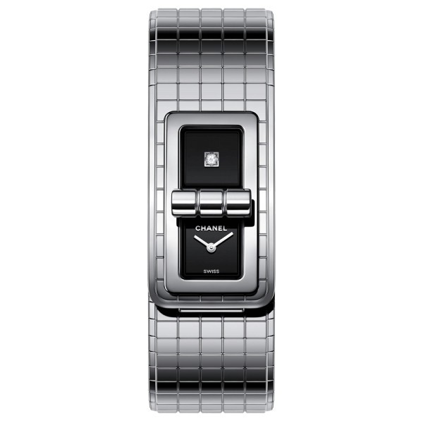 Montre Chanel Code Coco cadran laqué noir bracelet acier