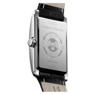 Longines DolceVita quartz watch silver dial black leather strap 20,80 x 32 mm