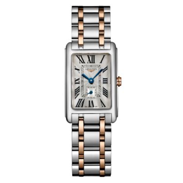 Montre Longines DolceVita quartz cadran argenté bracelet acier et or rose 20,80 x 32 mm
