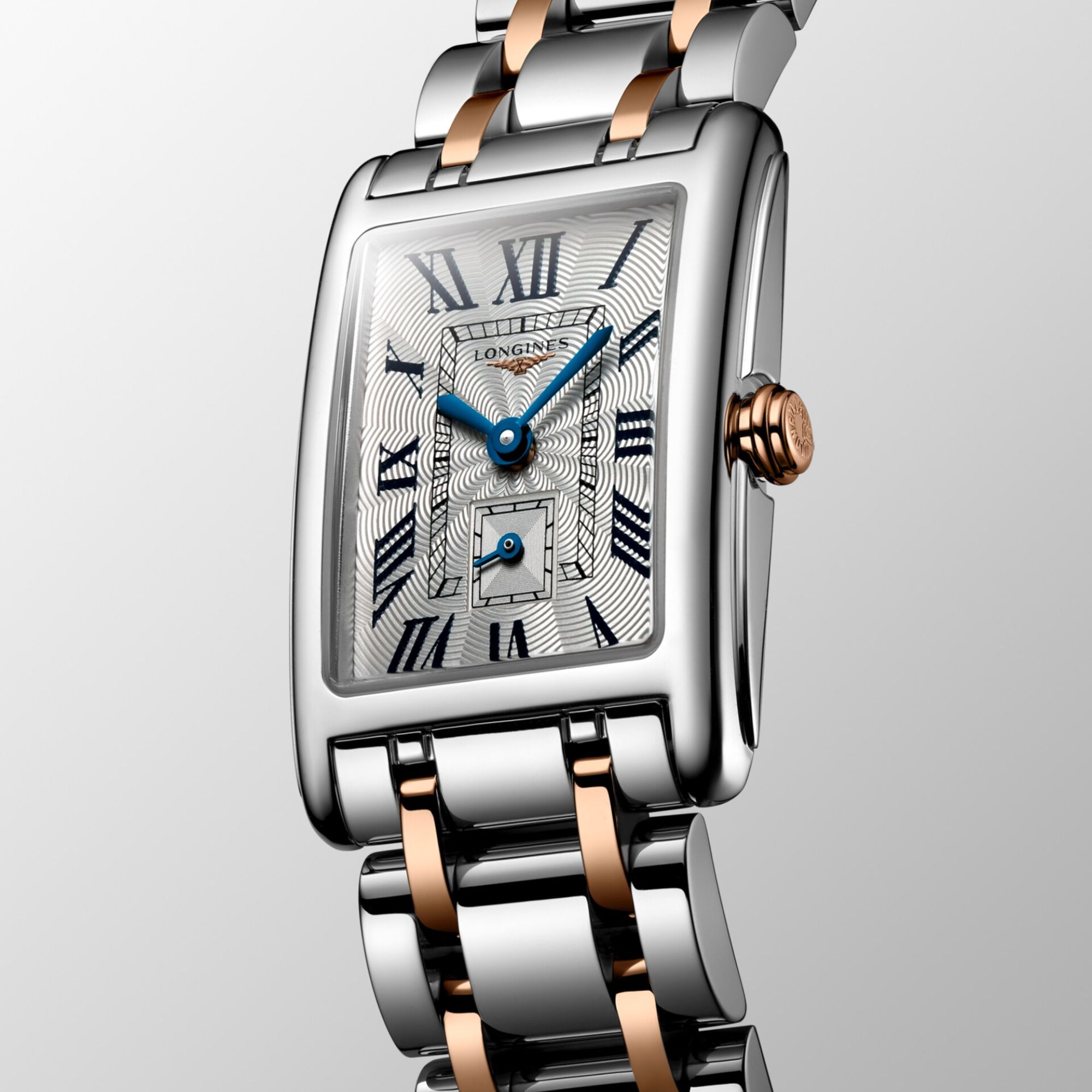 Montre Longines DolceVita quartz cadran argenté bracelet acier et or rose 20,80 x 32 mm