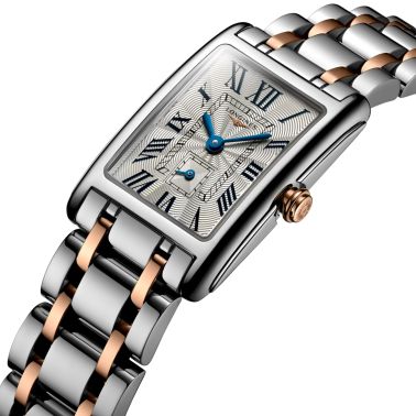Montre Longines DolceVita quartz cadran argenté bracelet acier et or rose 20,80 x 32 mm