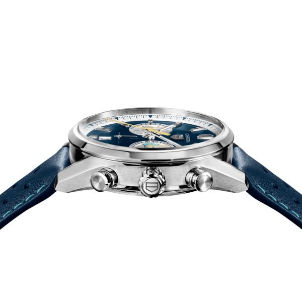 TAG Heuer Carrera Chronograph Summer Limited Edition Automatic Watch with Blue Dial and Blue Leather Strap, 42 mm