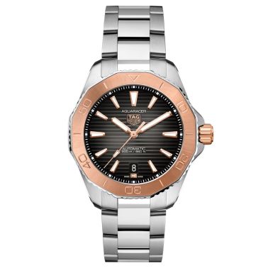 TAG Heuer Aquaracer Professional 200 Pink gold automatic watch black dial steel bracelet 40 mm