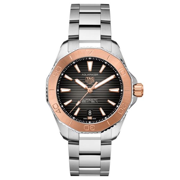 Montre TAG Heuer Aquaracer Professional 200 automatique Or rose cadran noir bracelet acier 40 mm