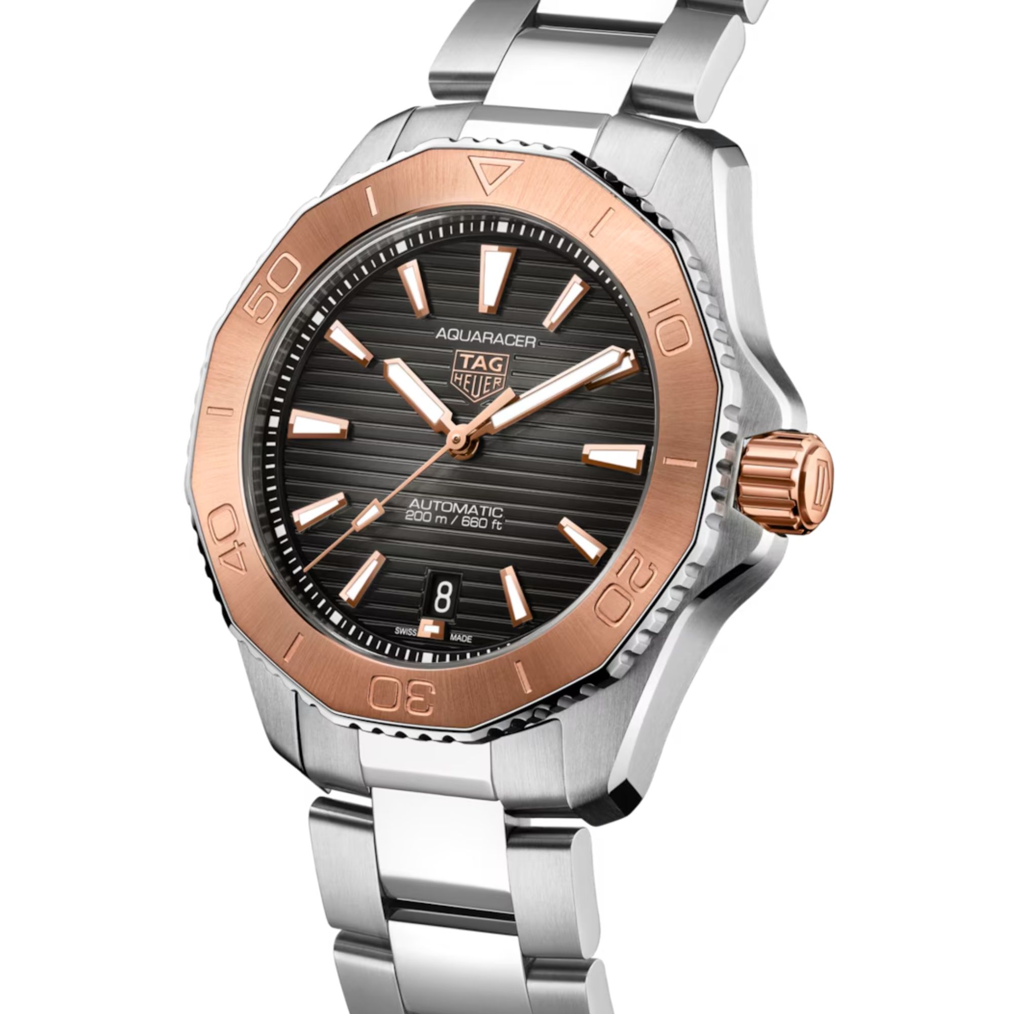 Montre TAG Heuer Aquaracer Professional 200 automatique Or rose cadran noir bracelet acier 40 mm