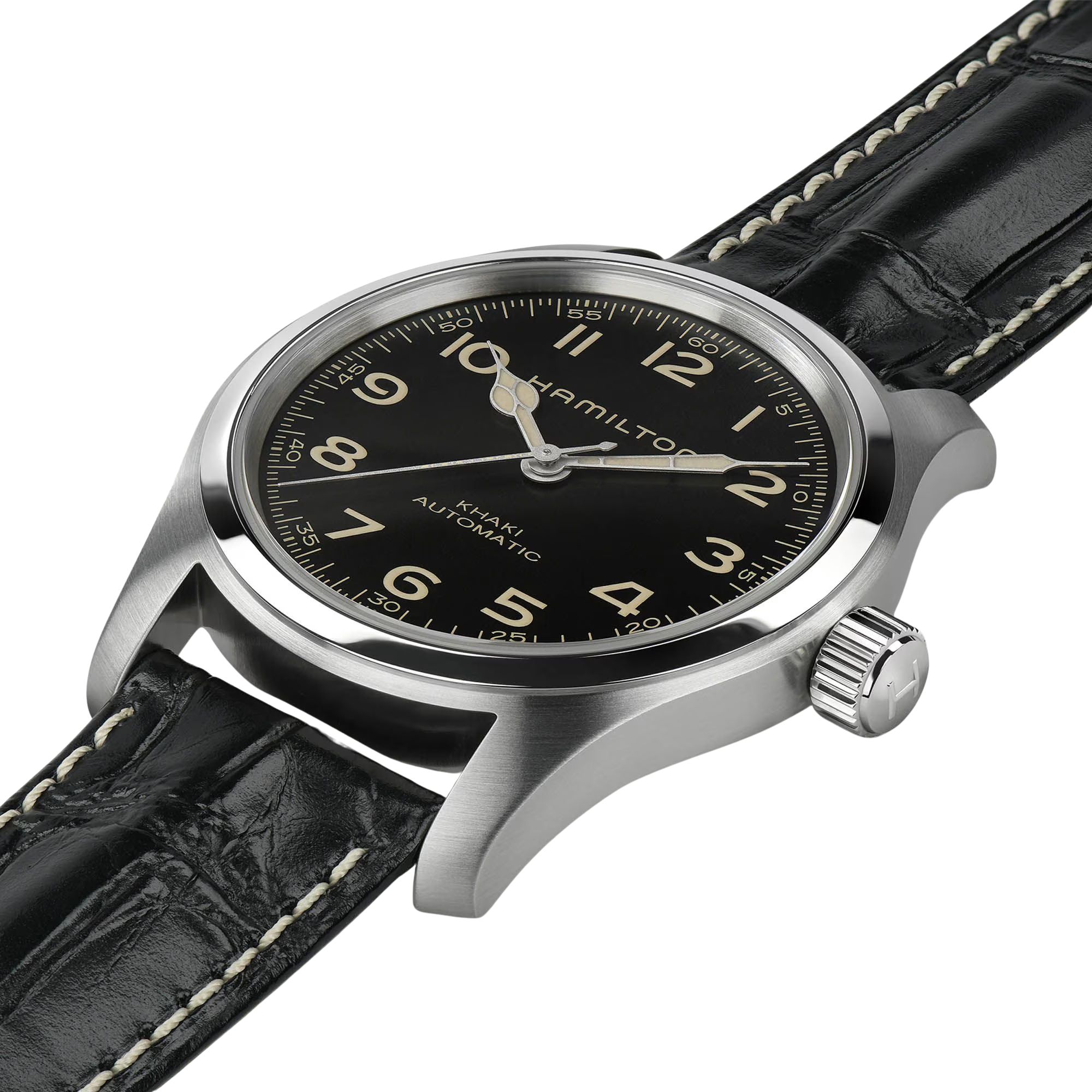Hamilton Khaki Field Murph Special Edition Watch with black dial, black leather and steel straps, 42 mm